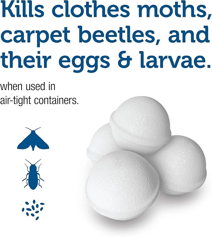 Enoz Para Moth Balls, Kills Clothes Moths and Carpet Beetles, No Clinging Odor, 4 Oz (Pack of 4)
