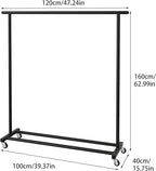 Buzowruil Metal Rolling Clothing Rack Adjustable Freestanding Garment Organizer with Wheels, Space-Saving Design for Home, Closet, Office, or Retail,Black
