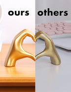 Small Heart Hands Sculpture-Gold Shelf Decor for Living Room, Love Finger Statue Modern Aesthetic Unique Accent Decor Bedroom Knick Knacks -Gifts for Wedding Christmas Birthday(Gold)