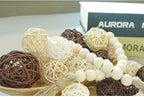 Qingbei Rina 20 PCS Wicker Rattan Balls,Decorative Balls for Bowls,Vase Filler for Centerpieces,Decorative Orbs Woven Spheres,Bowl Fillers Decor(Beige Brown White)