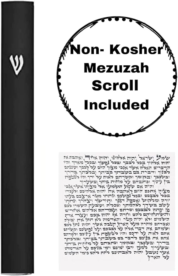 A&S Mezuzot Alumium Mezuzah Case in Silver Shin Design Weatherproof Door Mezuza Judaica Art for Home Blessing (Black, 5 Inches)
