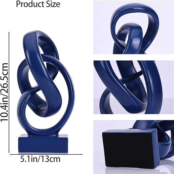 DOVDOV Abstract Blue Knot Sculpture, Geometric Decorative Statue, Blue Decor for Living Room Coffee Table Bookshelf Top, Office TV Cabinet Entryway Table Top Decor.