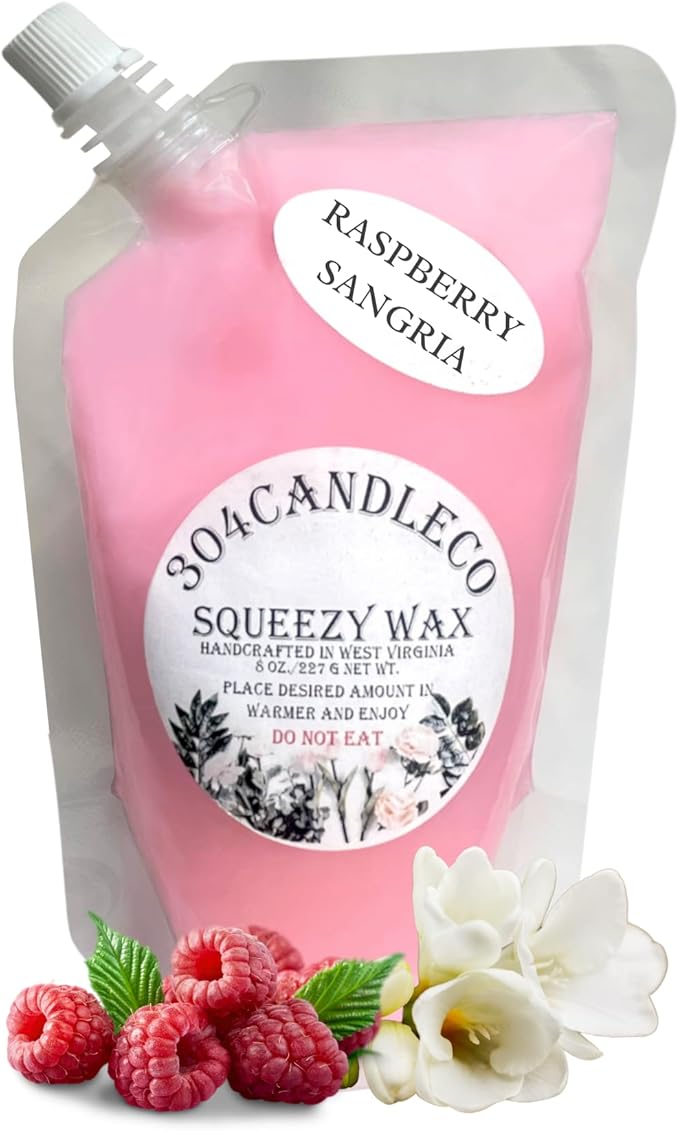 304CandleCo Large Squeeze Soy Wax Melt - 50 SCENTS! - Highly Fragrant & Hand-Crafted - Easy Mix & Match - American Made - Perfect for Wax Warmers (8oz, Raspberry Sangria)