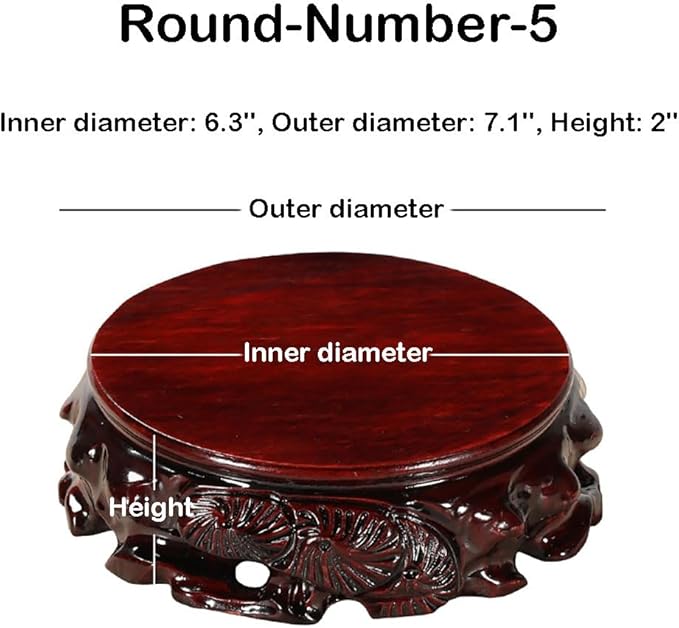 GOLDY&WENDY Oriental Solid Wood Carved Vase Plant Fishbowl Buddha Display Stand Pedestal Base