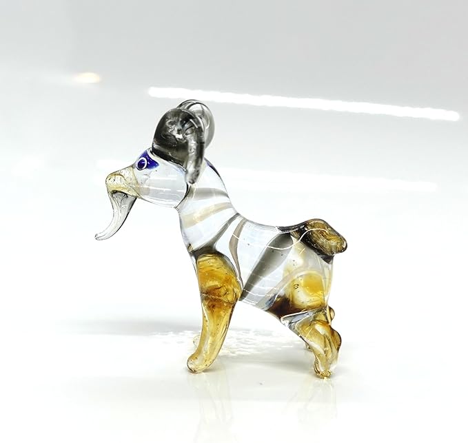 Goat Tiny Figurines Animals Hand Blown Color Glass Art Collectible Gift Home Décor (Black Amber)