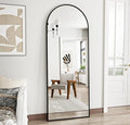 Prywot Arched Floor Mirror, 58 "x 18" Full Length Mirror Wall Mirrors Hanging or Leaning Arched-Top Full Body Mirrors with Stand for Bedroom, Dressing Room, Black