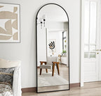 Prywot Arched Floor Mirror, 58 "x 18" Full Length Mirror Wall Mirrors Hanging or Leaning Arched-Top Full Body Mirrors with Stand for Bedroom, Dressing Room, Black