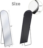 DUMOS 59"x16" Arched Full Length Mirror with Stand, Floor Standing Aluminum Frame, Shatter-Proof Nano Glass for Bedroom, Living Room, Cloakroom – Modern Simple Home Decor,Hanging or Leaning,Black