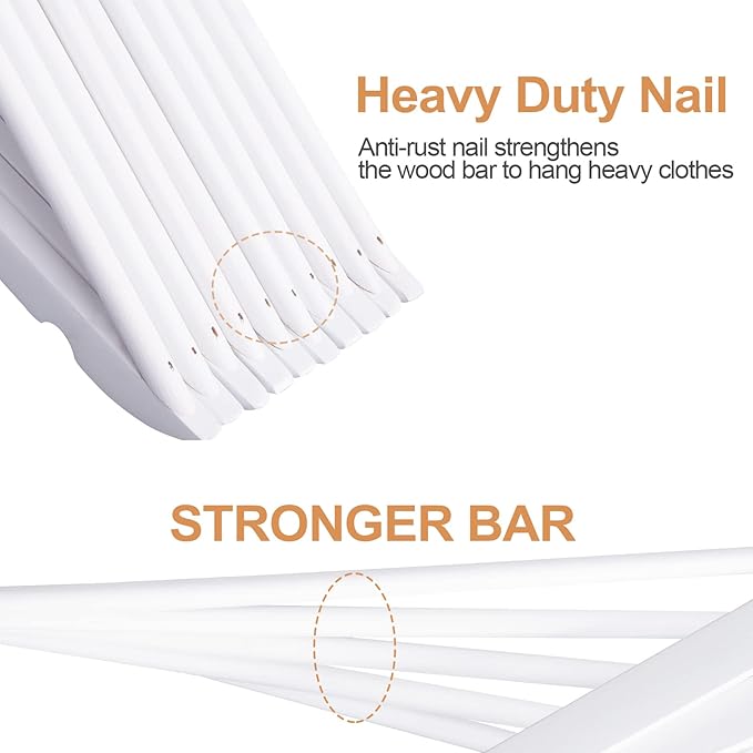 ELONG HOME Wooden Hangers 30 Pack, Wood Hangers with Extra Smooth Finish, Precisely Cut Notches & Chrome Swivel Hook, Wooden Clothes Hangers for Shirt Coat Jacket Dress, White