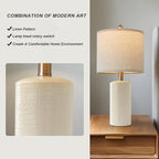 G-SAFAVA 20.25'' Ceramic Table Lamps Set of 2 Small Farmhouse Bedside lamp Creamy White Modern Nightstand End Table Lamps for Living Room Bedroom Study Office