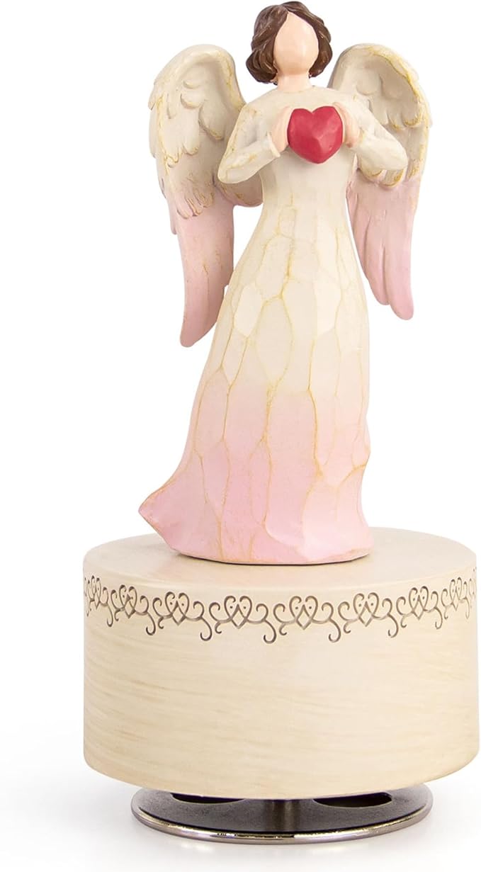 Music Box with Rotating Angel Figurine, Hand-Painted Sculpted Guardian Angel Musical Boxes Gifts for Women Mom Girlfriend, Musical Birthday Mother's Day, Keepsake Home Decor