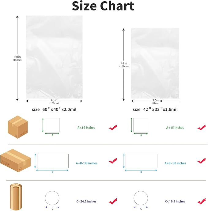 Clear Large Storage Bags, Pack of 6, 32 x 42" Dustproof Space Saver Bag, 1.6 Mil Jumbo Moistureproof Storage Bag, Waterproof Storage Bag for Humidifer, Floor Fan, Blanket, Comforter and More