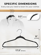 Smarter Plastic Hangers 200 Pack - Thin Hangers Non-Velvet with 360° Swivel Chrome Hook & Notches, Sweater Hanger No Shoulder Bump - Ideal for Dresses, Coats, Shirt, Jacket, Sweater - Black