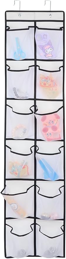 12 Large Pockets Over Door Hanging Shoe Organizer, White
