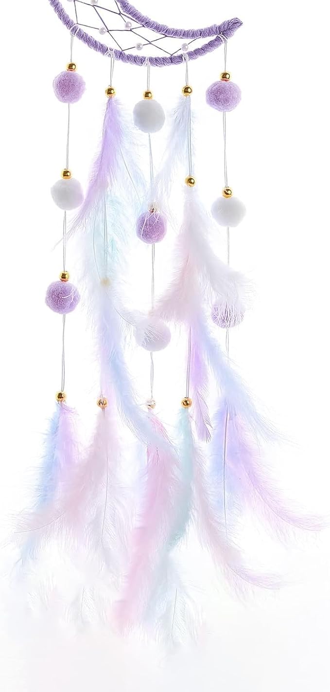 Purple Moon Dream Cather Handmade Dreamcatcher for Girls Wall Hanging Decor for Bedroom Wall Decor Birthday Gifts