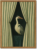 Framed Moody Heron Wall Art, Eclectic Vintage Bird Pictures Wall Decor Paintings, Surreal Whimsical Animal Canvas Prints Unique Humorous Home Decor for Living Room Bedroom Bathroom 16x24 inch
