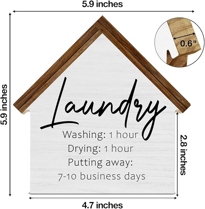 Laundry Room Decor, Washing Drying Putting away House Shaped Wood Sign, Laundry Decor for Farmhouse Home Bathroom