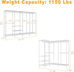 H41 Garment Rack Heavy Duty Clothes Rack, Clothing Racks for Hanging Clothes, Extra Large Freestanding Portable Closet Wardrobe Rack 78.5'' W × 15.8'' D × 76.4'' H, Max Load 1150 Lbs, White