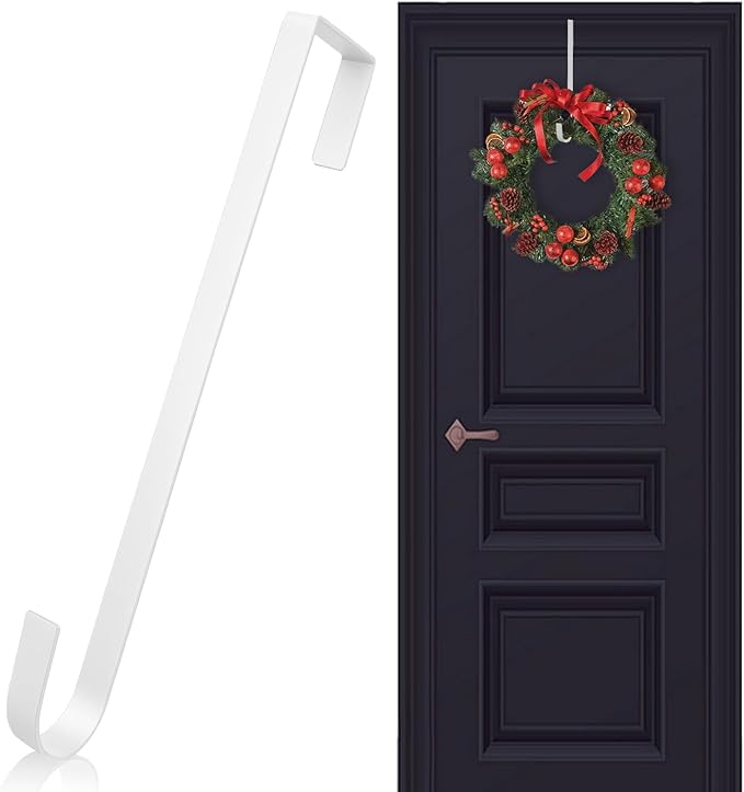 12 in Wreath Hanger White Wreath Hangers for Front Door Wreaths Hangers Hook Over The Door Hook for Christmas Wreaths Holder Decorative Halloween Easter Hanging Hooks Decor