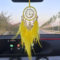 Small Dream Catcher for Car Handmade Boho Hanging Decor for Car Interior Rear View Mirror Feathers Dream Catchers Charms Ornament(Yellow)