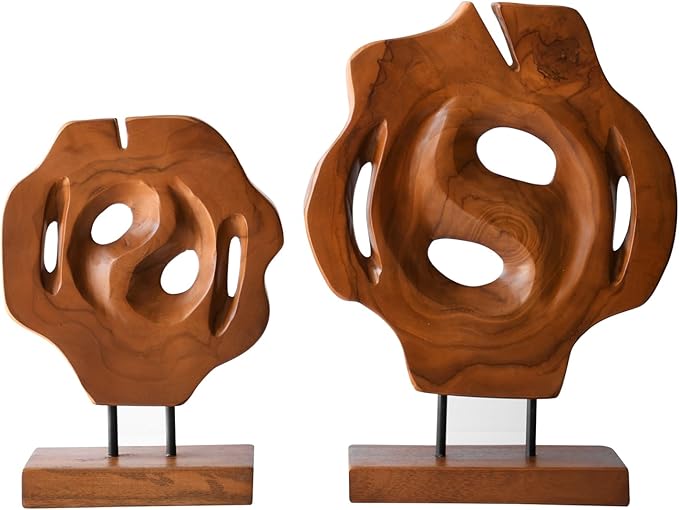 WELLAND Set of 2 Irregular Teak Sculptures