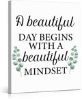Motivational Eucalyptus Wall Art Decor, Inspirational Green Botanical Pictures Positive Quotes Canvas Painting Posters for Office Living Room Bedroom Decoration (8 X 10 Inches, Framed)