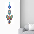 Decorative Bird Mobile Wall Hanging, Colorful Swallow Design with Flowers, Traditional Tattoo Style Art (Butterfly_Hanging_D_2)