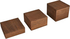 MOOCA Customizable Wooden Display Risers Set - 3 Different Height Stands for Jewelry, Watches, Cosmetics, and Accessory, Brown Color