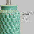 USumkky 20.5" Ceramic Table Lamps Set of 2 - Modern Farmhouse & Boho Style, Bedside Nightstand Lamps for Bedroom, Living Room End Table Lamps, Small Desk Lamp(Tiffany Blue)