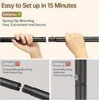 Delamu Clothes Rack, Double Rods Clothing Rack for Hanging Clothes, Metal Garment Rack with Rolling Wheels, Portable Wardrobe Closet Rack for Coat, Bedroom, Laundry, Black