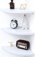 Marsmiles Floating Shelves Set of 3 | Wall Shelves | Wall Mounted Storage Display Shelving for Bathroom, Bedroom, Living Room, Kitchen | 12-4/5" D x 12-4/5" W | Fan-Shaped, Simply White