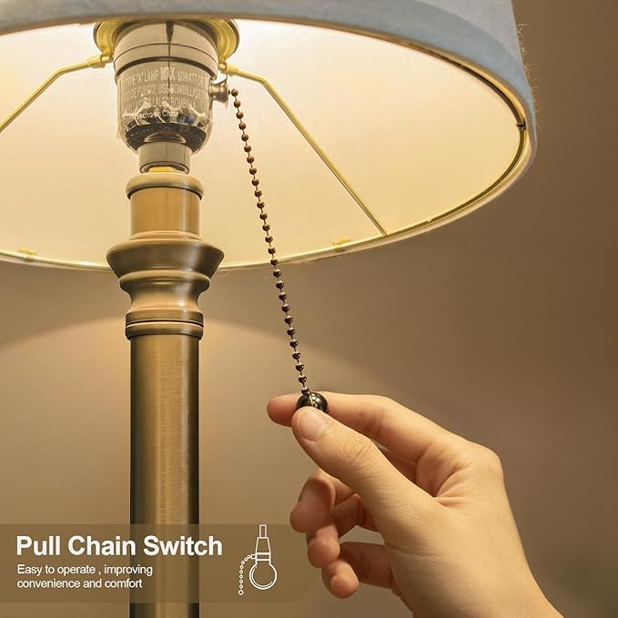Oneach 19.5” Warm Gold Table Lamps Set of 2, Pull Chain Switch Bedside Table Lamps, Modern Nightstand Lamp with Linen Shade, Small Desk Lamp for Living Room, Bedroom, Home Office, Nursery