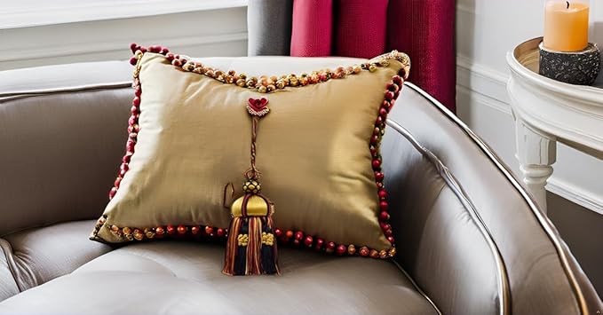 Elegant Hand-Crafted 4" (10cm) Key Tassel, 3 1/2" (8.5cm) Loop, Accented with Crown Tassels (KTAX4) Golden Raven Black Multicolor #LX10 (Pure Black, Yellow Gold, Cherry Red) Individually Sold