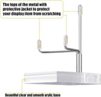 Suzile 4 Pcs Adjustable Metal Arm Display Stand Easel with Acrylic Base Rock Display Easel Holder Acrylic Crystal Clear Plate Stand for Geodes Mineral Agate (Silver, 3.2 x 3.2 x 4.9 Inch)