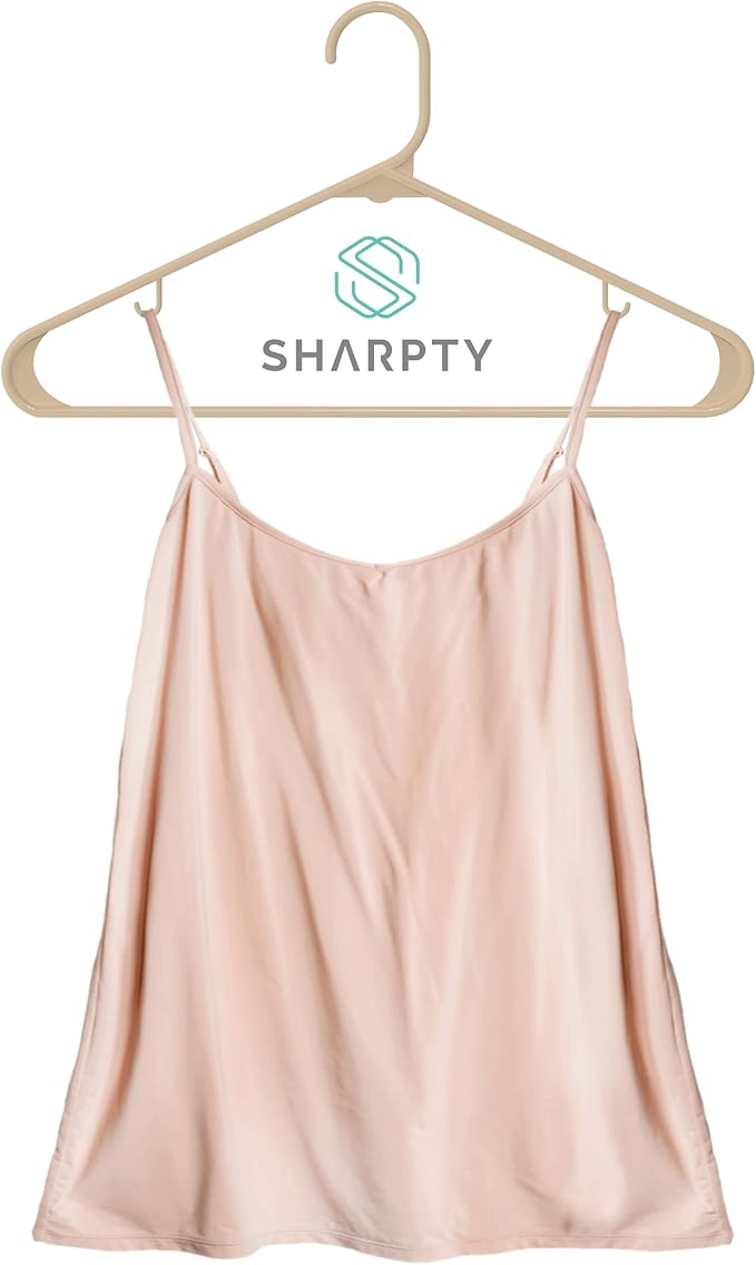 Sharpty Plastic Hangers Clothes Hangers for Clothing, Closet, Coats & Shirts - Durable & Space Saving - for Everyday Standard Use, Room Essentials & Basics - 60 Pack - Beige