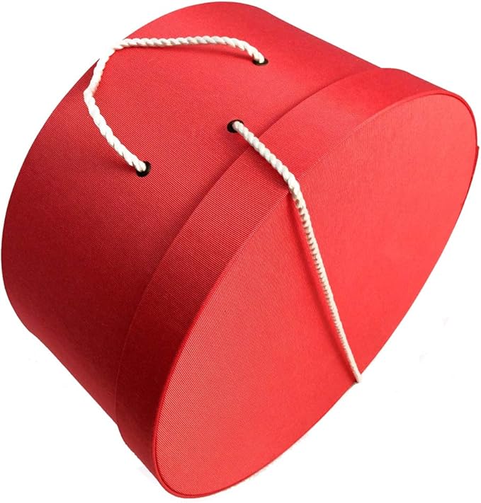 Sarah's Hat Boxes Classic Coral Hat Box – 16.75" x 8.5" (Dia. x Ht.) Handmade in USA – Odorless Non-Toxic Adhesive, Cording Handle – Premium Storage for Hats & Accessories