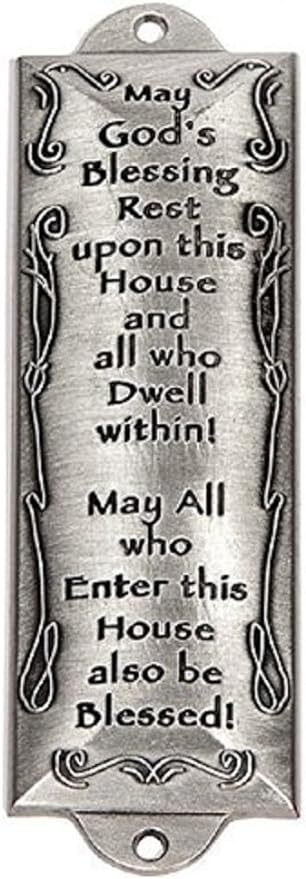 Bless This House Pewter Mezuzah Plaque