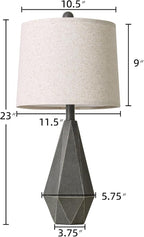 PoKat 23'' Table Lamps Set of 2 for Living Room Bedroom, Farmhouse Bedside Lamps, Resin Vintage Lamps for Night Stands, Office Sideboard Guest Room Hallway (Deep Gray)