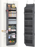 Lifewit 1 Pack Over the Door Organizer, Clear Window Hanging Storage with 4 Side Pockets, Anti Tilt 40 lbs Load Behind Door for Pantry, Nursery, Bathroom, Bedroom, Dorm, 6 Section, Gray