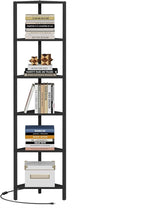 TUTOTAK Corner Shelf with LED Light, 6-Tier Corner Bookshelf for Small Space, Narrow Display Corner Shelf Stand with Storage Rack, for Living Room, Bedroom, Black BS05BK006L