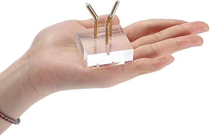 Hipiwe Gold Metal Arm Display Stand Easel with Acrylic Base Small Display Easel Holder for Sphere Crystal Ball Eggs Mineral Geodes Rock Seashell