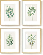 Framed Sage Green Botanical Wall Art for Bedroom, Modern Farmhouse Boho Plant Artwork for Walls, Minimalist Green White Leaf Pictures for Living Room Kitchen Dining Room Office Wall Decor, 12x16 Inch