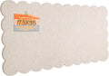 Lightomorrow Scalloped Bulletin Board, 35 x 17.5 Inches Felt Pin Board - Decorative Cork Alternative for Wall, Foldable Picture Self-Adhesive Vision Prayer Board with 20 Pushpins - Oatmeal