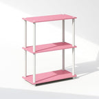 Furinno Turn-N-Tube Book Shelf, 3-Tier Bookshelf, Bookcase with Multipurpose Compact Display Rack, 11.6 x 23.6 x 29.6, for Living Room, Bedroom, Home Office, Pink/White