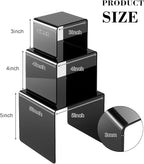 Chuangdi 2 Sets Acrylic Display Risers, Product Stand, Jewelry Display Riser Shelf Showcase Fixtures for Dessert Cupcake Candy Figure Treat Action Showcase(Black,Medium Set)