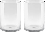 6" Wide 8" High Large Hand Blown Sturdy Clear Cylinder Glass Vase, Centerpiece Flower Vase for Rose, Tulip, Boquets, Hurricane Candle Holder (2, 6"x8")