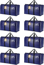Cryster 8-Pack Heavy-Duty Clear Moving Bags – Extra Large Storage Bags with Strong Handles & Double Zippers, Totes for Storage and Packing