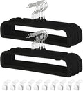 Pants Hangers Non Slip - 20 Pack Velvet Hangers for Closet - Thin Space Saving Clothes Hanger - Strong, Durable, Perchas Terciopelo with 360° Rotatable Hook for Jean, Tank Top, Bra, Shorts (Black)