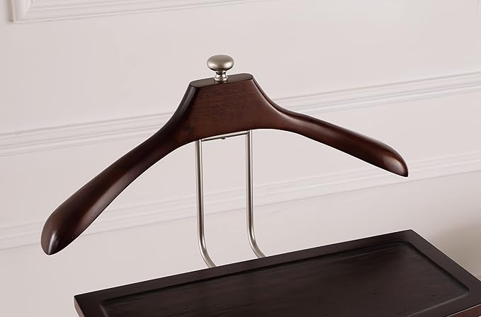 Proman Products Kingston III Valet Stand with Drawer, Contour Hanger, Trouser Bar, Tie & Belt Hooks and Shoe Rack - VL36260