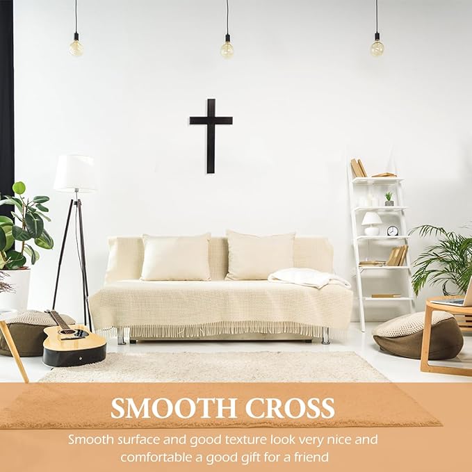 BESPORTBLE Cross for Wall Decor: 11 Inch Large Wooden Crosses Hanging Art for Home Bedroom Prayer Room Rustic Christian Catholic Metal Iron Crucifix Wood Black Craft